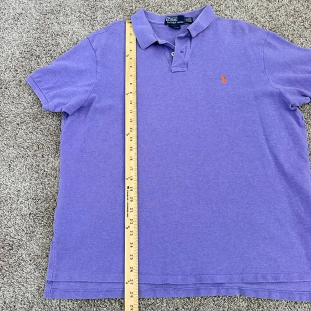 Ralph Lauren Polo‎ Shirt Men Custom Fit XXL Blue Purple Short Sleeve Soft Casual